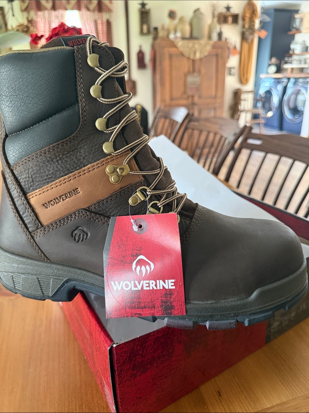 Wolverine Brown and Tan Leather Work Boot - Lace-Up. Brand New in Box.